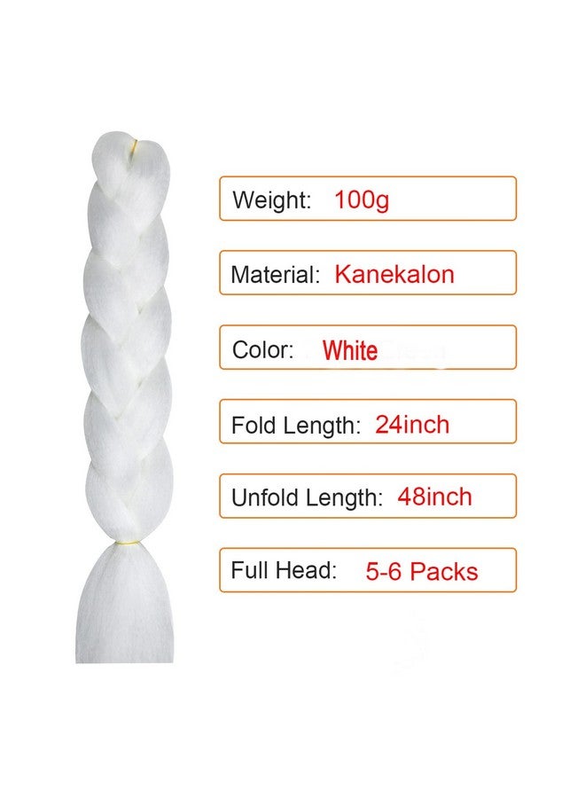 Ms Aloe White Braiding Hair Extensions Glowing Braiding Hair Kanekalon Braids Hair Shining Jumbo Braiding Hair Glow In The Dark Braids Hair(White5Pack) - Image 4