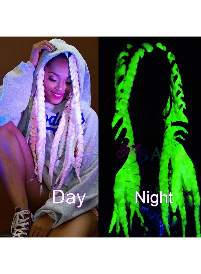 Ms Aloe White Braiding Hair Extensions Glowing Braiding Hair Kanekalon Braids Hair Shining Jumbo Braiding Hair Glow In The Dark Braids Hair(White5Pack) - Image 3