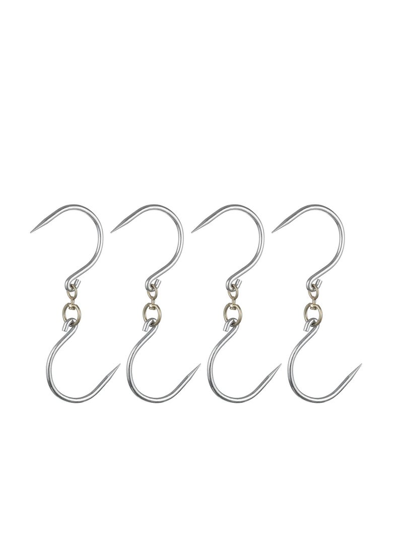 Swivel Meat Hooks, 0.34'' Thickness Galvanized Processing Butcher Hooks for Hanging Drying Smoking Meat Products, 4 Pack(12 Inch) - Image 1
