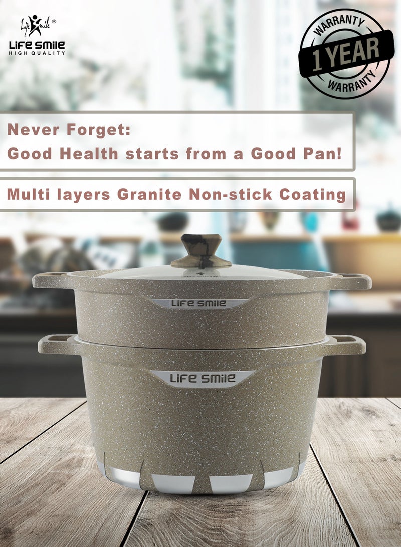 Life Smile Stock Pot with Steam Pot 32CM Size  - Image 1