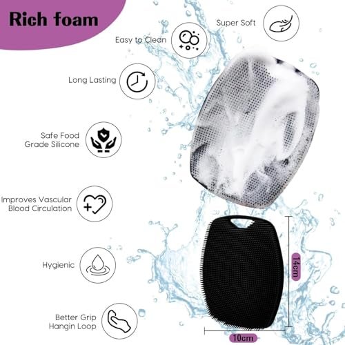 VALKYRIE Silicone Body Scrubber Bath Brush,Scrubber for Nourishing Cleaning & Exfoliating Your Skin Lather Boosting Bristles with Ergonomic No-Slip Handle, Body Exfoliator for Men and Women (BBB) - Image 2