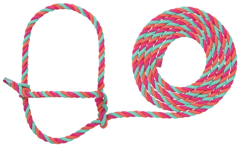 Weaver Livestock Braided Poly Rope Cattle Halter Adjustable Style Cow Calf Halter Livestock Handling Equipment for Showing Hot PinkCoralMint - Image 2
