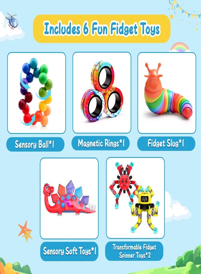 ASIOWELY 6 Pack Fidget Toys Bulk for Kids & Adults,Sensory Travel Must Have,Autism Anxiety Stress Calm Down Must Have,Treasure Classroom School Prizes Birthday Easter Gifts for Kids 5-7-8-12 Year Old - Image 2