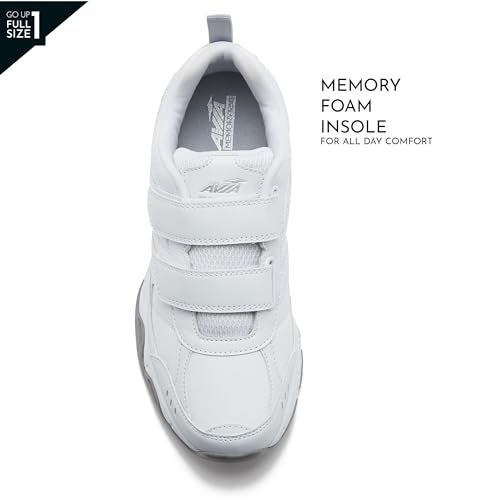 Avia Avi-Union II Strap Non Slip Shoes for Men, Hook and Loop Mens Walking Shoes with Memory Foam - White, 10 Medium - Image 4