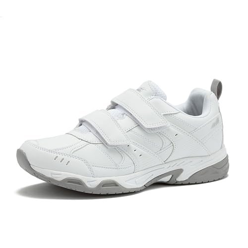Avia Avi-Union II Strap Non Slip Shoes for Men, Hook and Loop Mens Walking Shoes with Memory Foam - White, 10 Medium - Image 1