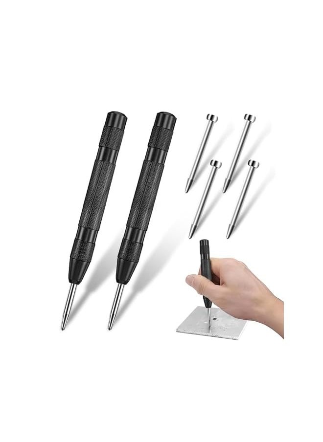 PROMASS Automatic Center Punch for Metal,Center Punch, 2 Pcs 5 Inch Automatic Center Punch, Steel Spring Loaded Center Punch for Metal, Wood, Plastic, Glass  - Image 1