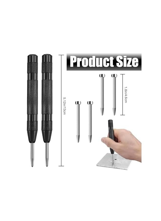 PROMASS Automatic Center Punch for Metal,Center Punch, 2 Pcs 5 Inch Automatic Center Punch, Steel Spring Loaded Center Punch for Metal, Wood, Plastic, Glass  - Image 2