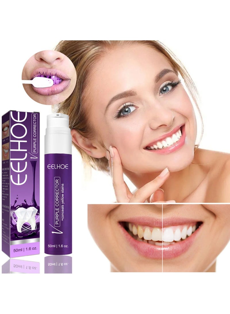 EELHOE Toothpaste for teeth whitening purple toothpaste 50ml color corrector correct yellow toothpaste for stain - Image 3