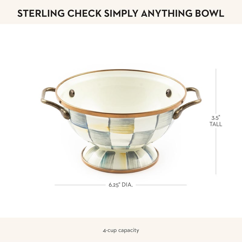 mackenzie childs MACKENZIECHILDS Enamel Bowl Serving Bowl for Entertaining Simply Anything Bowl GrayandWhite Sterling Check - Image 4