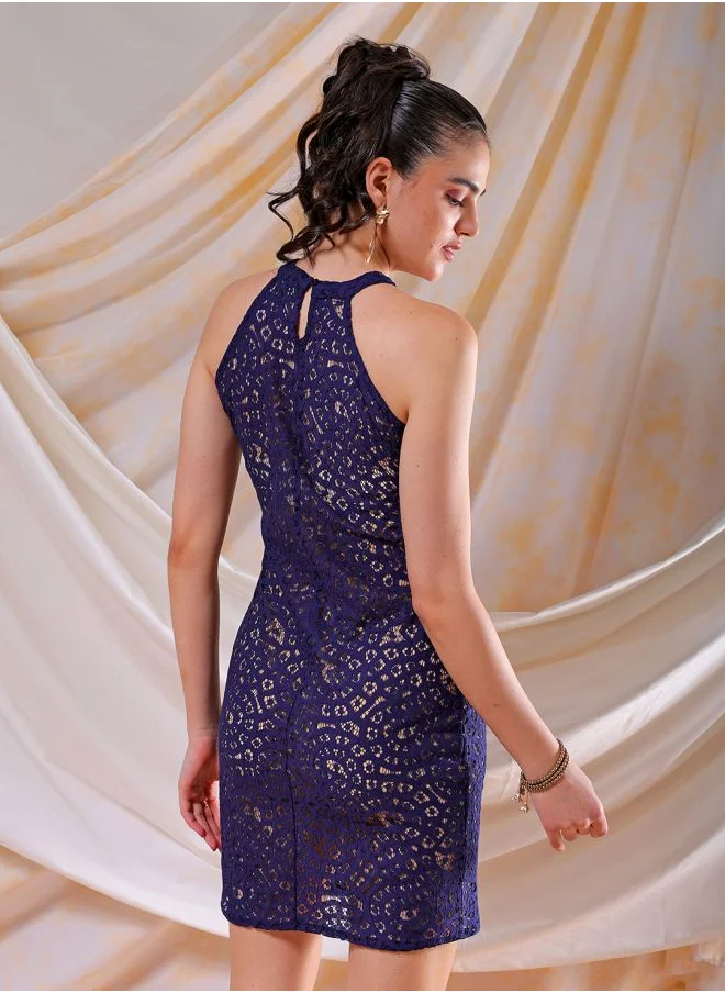 Freehand Women Fitted Casual Lace Bodycon Dress