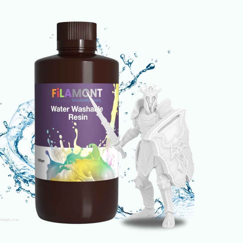 Protomont TECHNOLOGIES رواسب طابعة ثلاثية الأبعاد القابلة للغسل بالماء من FiLAMONT - أبيض (1 كجم) | سهل الاستخدام، رائحة منخفضة، راتنج UV عالي التفاصيل لطابعات LCD/DLP/SLA 405nm - مثالي للنماذج الصغيرة، مشاريع DIY والهوايات - Image 3