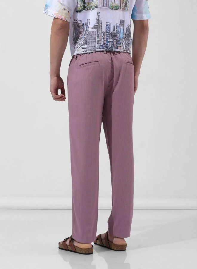 The Indian Garage Co Men Regular Fit Solid Cross Pocket Mid-Rise Trousers