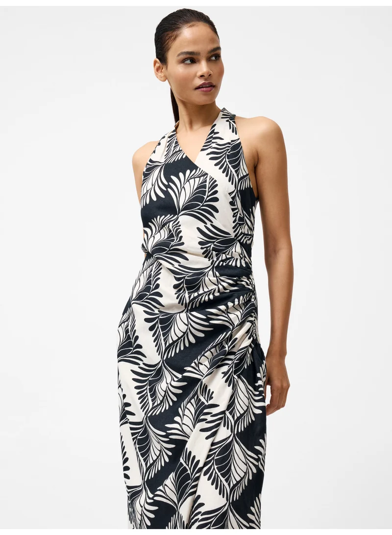 French Connection Ariette Linen Blend Crossover Midi Dress