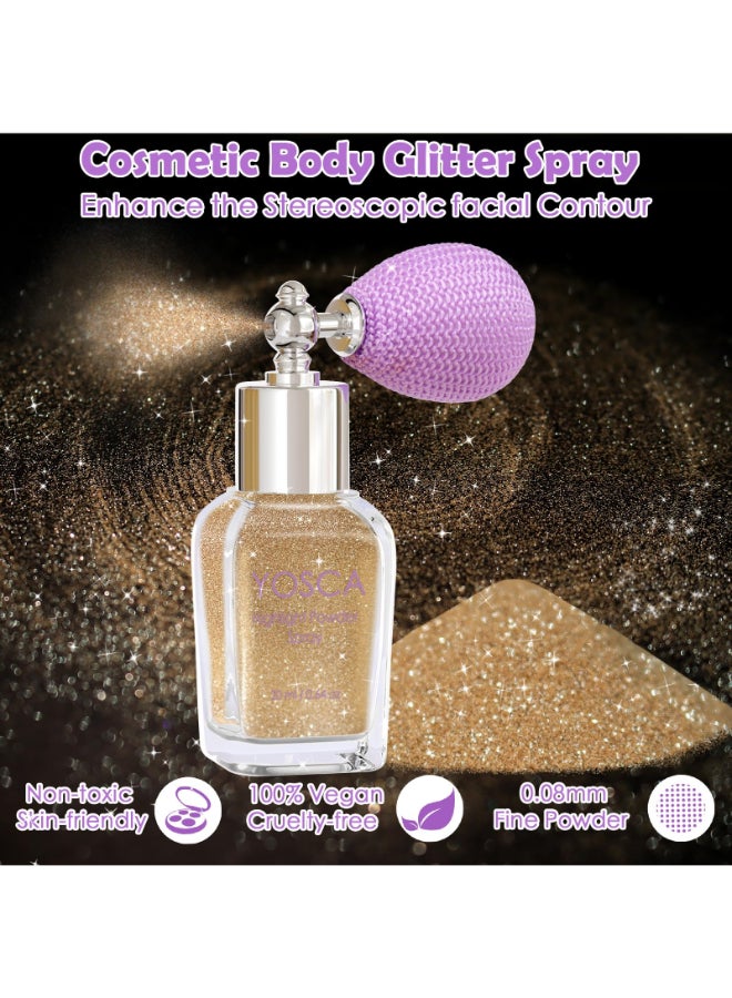 Yosca Body Glitter Spray 30ML Loose Body Shimmer Powder Hair Spray Fine Glitter Sparkle Highlighter Makeup Mardi Gras Festival Concert Party Rave Accessories for Rave Clothes Hair Face Nail Art - Image 4