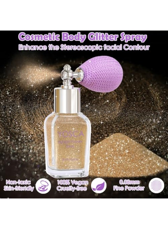 Yosca Body Glitter Spray 30ML Loose Body Shimmer Powder Hair Spray Fine Glitter Sparkle Highlighter Makeup Mardi Gras Festival Concert Party Rave Accessories for Rave Clothes Hair Face Nail Art - Image 3