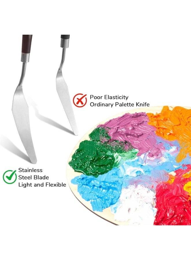 لينلي مجموعة سكاكين رسم من الفولاذ المقاوم للصدأ مكونة من 11 قطعة بمقابض خشبية، أدوات رسم زيتية وأكريليك للرسم على القماش، والألوان المائية، ومزج الألوان، وتطبيق الطلاء السميك - Image 3