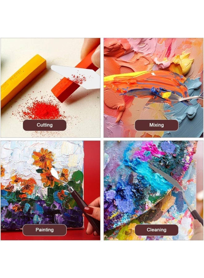 لينلي مجموعة سكاكين رسم من الفولاذ المقاوم للصدأ مكونة من 11 قطعة بمقابض خشبية، أدوات رسم زيتية وأكريليك للرسم على القماش، والألوان المائية، ومزج الألوان، وتطبيق الطلاء السميك - Image 4