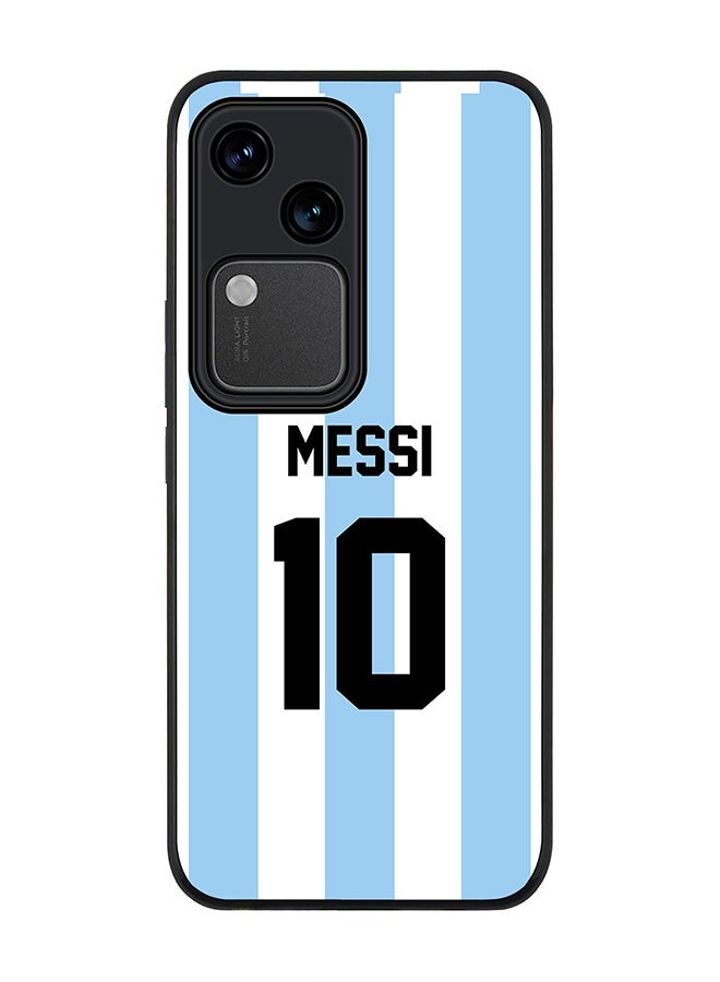 Stylizedd Rugged Black edge case for Vivo V30 5G, Slim fit Soft Case Flexible TPU Gel Thin Cover -  Football Team - Argentina, Player Name - Messi - Image 1
