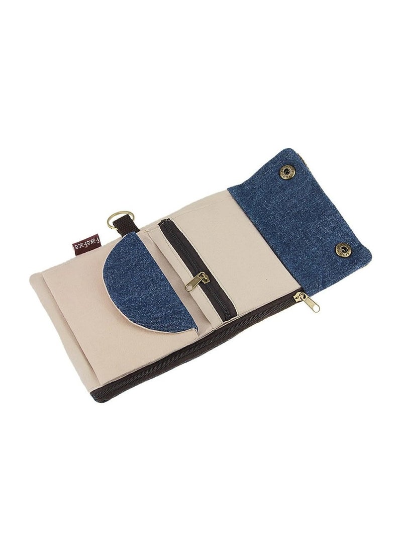 KASTWAVE - Unisex 3 Fold Canvas Wallets, Credit Card Wallet Zipper Card Bag, Button Closure Change Coin Purse Folding Short Wallet with Key Ring, Keychain Wallet for Women and Mens - Image 1