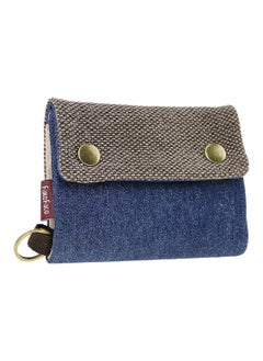 Unisex 3 Fold Canvas Wallets, Credit Card Wallet Zipper Card Bag, Button Closure Change Coin Purse Folding Short Wallet with Key Ring, Keychain Wallet for Women and Mens