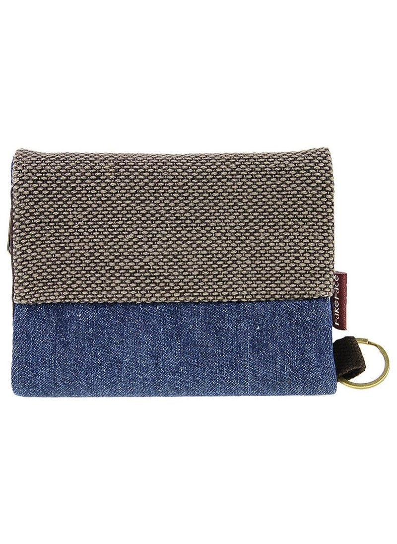 KASTWAVE - Unisex 3 Fold Canvas Wallets, Credit Card Wallet Zipper Card Bag, Button Closure Change Coin Purse Folding Short Wallet with Key Ring, Keychain Wallet for Women and Mens - Image 1