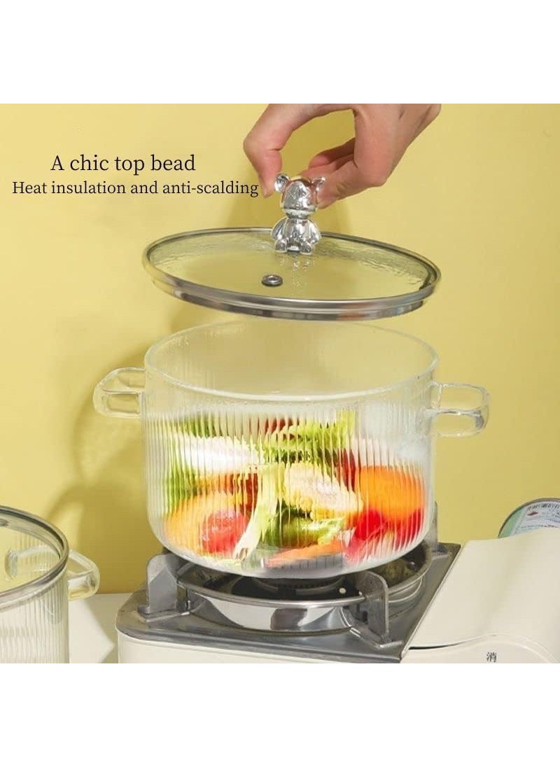 BLISS START BLISS START Clear Glass Simmer Pot with Lid HeatResistant Glass Saucepan with Cover Glass Cooking Pot on Stove for Pasta Noodle Soup Milk Tea Pack of 1 1600 ML  - Image 5