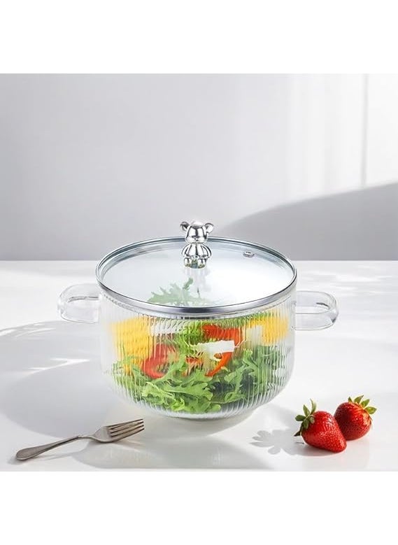 BLISS START BLISS START Clear Glass Simmer Pot with Lid HeatResistant Glass Saucepan with Cover Glass Cooking Pot on Stove for Pasta Noodle Soup Milk Tea Pack of 1 1600 ML  - Image 3