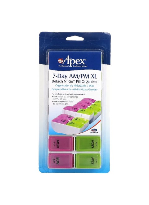 Apex, 7-Day AM/PM XL, Detach N' Go Pill Organizer, 1 Pill Organizer