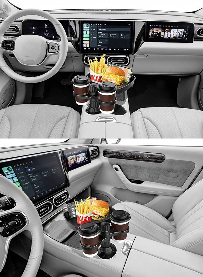 Car Multifunctional Organizer with Tray 360° Rotating, 3-in-1 Cell Phone Snack Cup Holder, Drink Coffee Cup Organizer. - Image 2