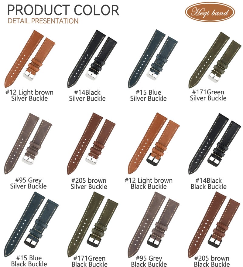 Bluejw Quick Release Watch Strap – Oil Wax Calfskin Replacement Band with Raw Edge for Easy Manual Strap Replacement - Image 3