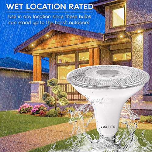LUXRITE 4 Pack PAR38 LED Outdoor Flood Light Bulbs, 120W Equivalent, 1250 Lumens, 3000K Soft White, 15W Dimmable, Indoor Outdoor Spotlight Bulb, Wet Rated, E26 Standard Base, UL Listed - Image 2