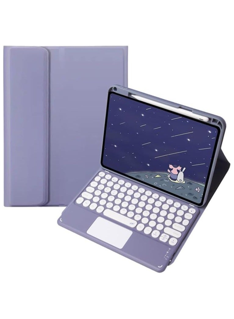 General Arabic and English Keyboard Case Compatible with Huawei MatePad SE 11 inch 2024, Round Key Cute Color Keyboard With Detachable Touch Keyboard Cover For MatePad SE 11'' 