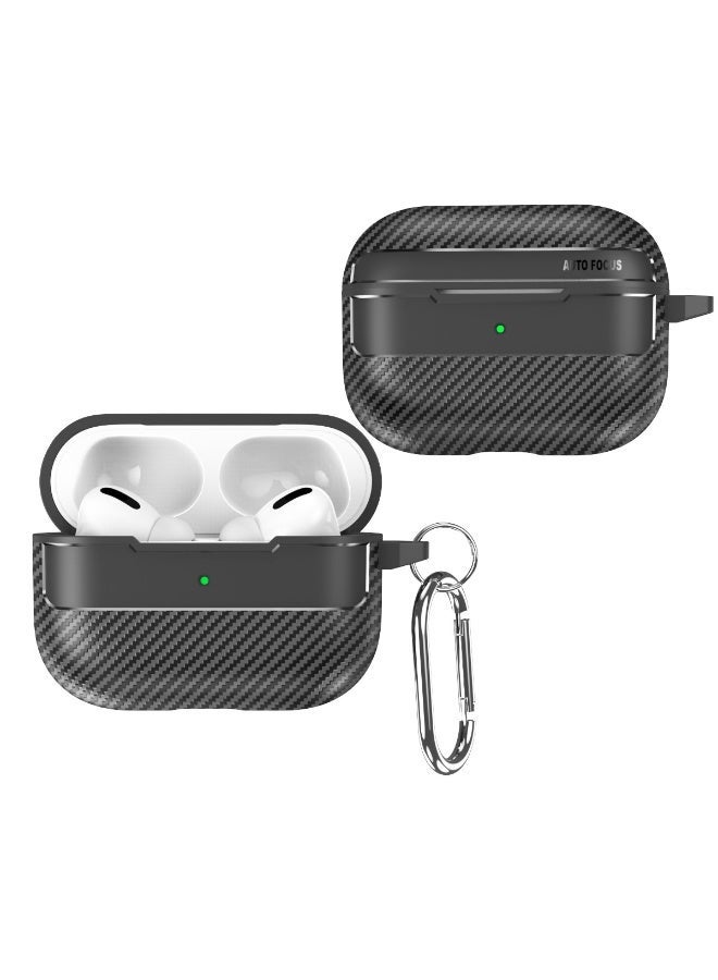غطاء حماية مميز لـ AirPods Pro 3 – بتصميم نسيج ألياف الكربون، مقاوم للصدمات ومزود بحلقة معدنية، مقاوم للغبار والرش - Image 1