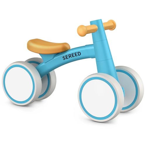 SEREED Baby Balance Bike for 1 Year Old Boys Girls 1224 Month Toddler Balance Bike 4 Wheels Toddler First Bike First Birthday Gifts Blue - Image 1