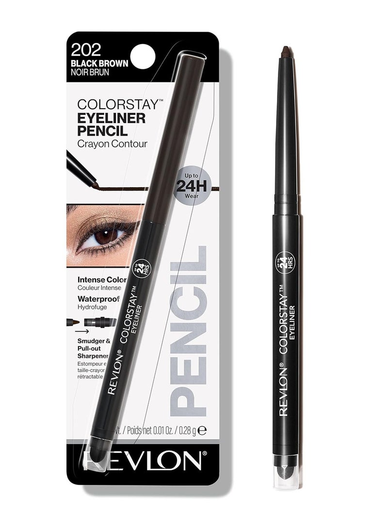 Revlon Pencil Eyeliner, ColorStay Eye Makeup With Built-in Sharpener, Waterproof, Smudge-Proof, Longwearing With Ultra-Fine Tip, 202 0.01 oz Black/Brown - Image 1