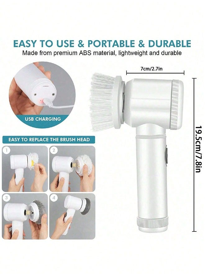 Electric Spin Scrubber, Electric Cleaning Brush with 5 Replaceable Brush Heads, Handheld Electric Shower Scrubber for Bathtub, Floor, Wall, Tile, Toilet - Image 2