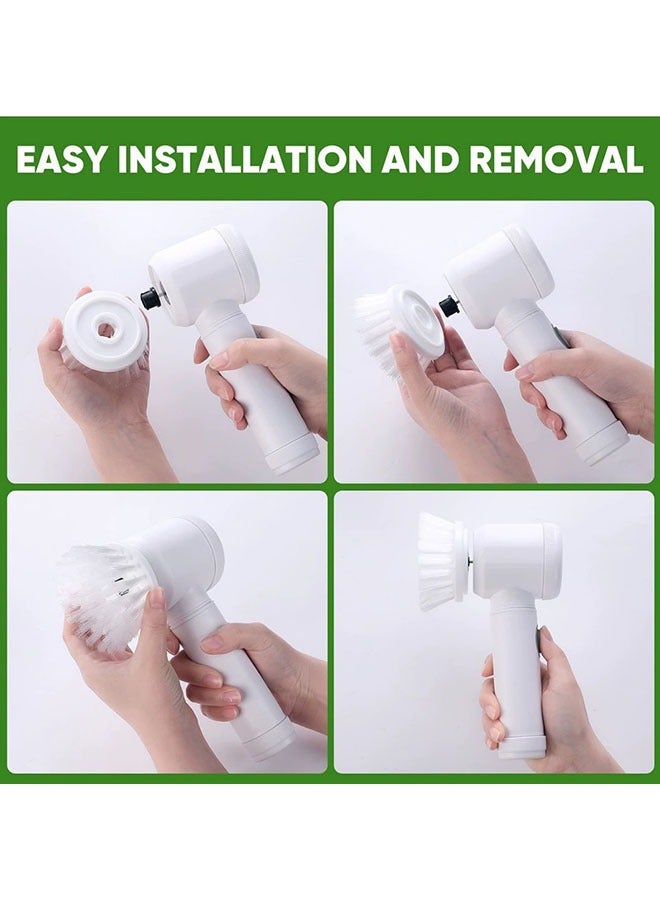 Electric Spin Scrubber, Electric Cleaning Brush with 5 Replaceable Brush Heads, Handheld Electric Shower Scrubber for Bathtub, Floor, Wall, Tile, Toilet - Image 4