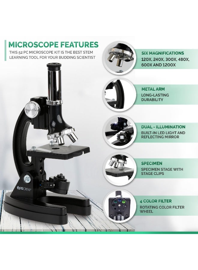 AmScope M30 Series 52Piece STEM Microscope Kit for Kids Monocular Portable Compound Microscope for Kids Includes Petri Dish Slides More Black - Image 4