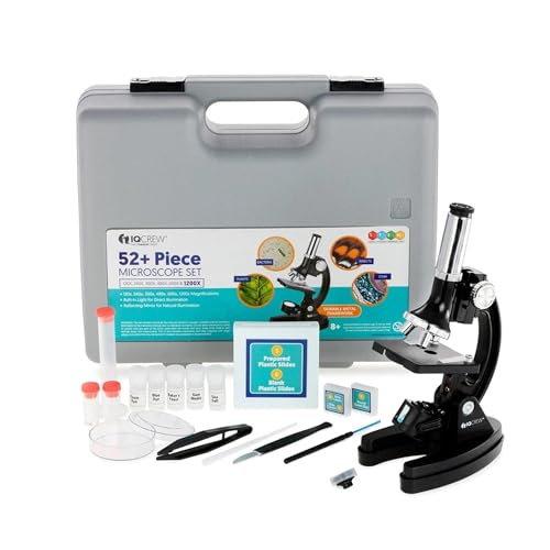 AmScope M30 Series 52Piece STEM Microscope Kit for Kids Monocular Portable Compound Microscope for Kids Includes Petri Dish Slides More Black - Image 1
