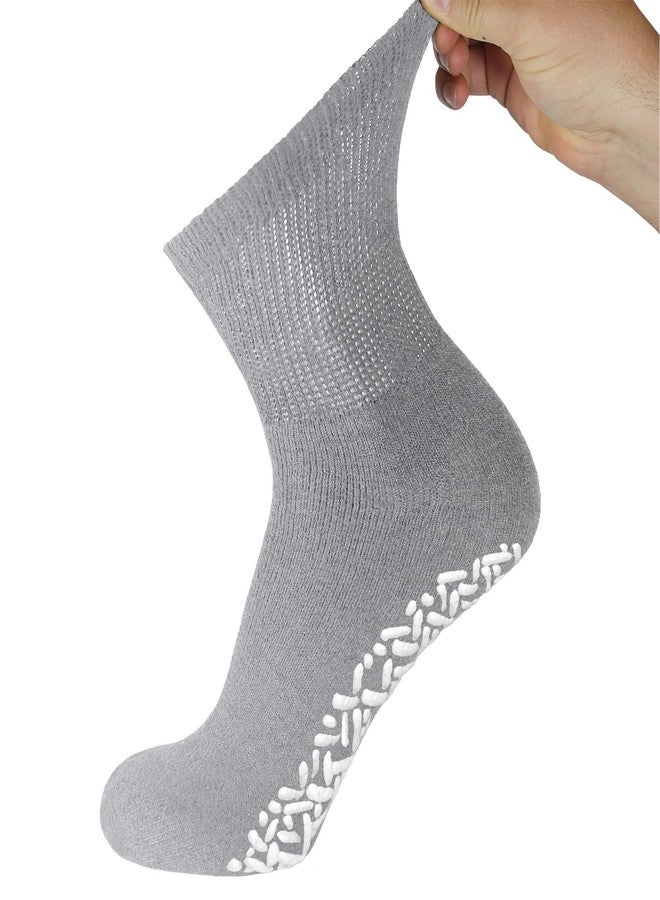 Brooklyn Socks 6 Pairs of Non-Skid Diabetic Cotton Quarter Socks with Non Binding Top (Grey, 13-15) - Image 5