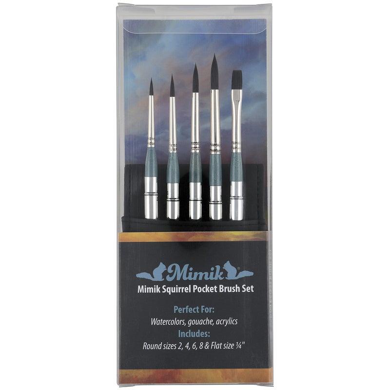 Creative Mark Mimik Synthetic Squirrel Hair Watercolor Brushes - Animal-Friendly, Synthetic Hair Brushes for Painting & Crafts - Set Pocket Brush Set of 5 - Image 5