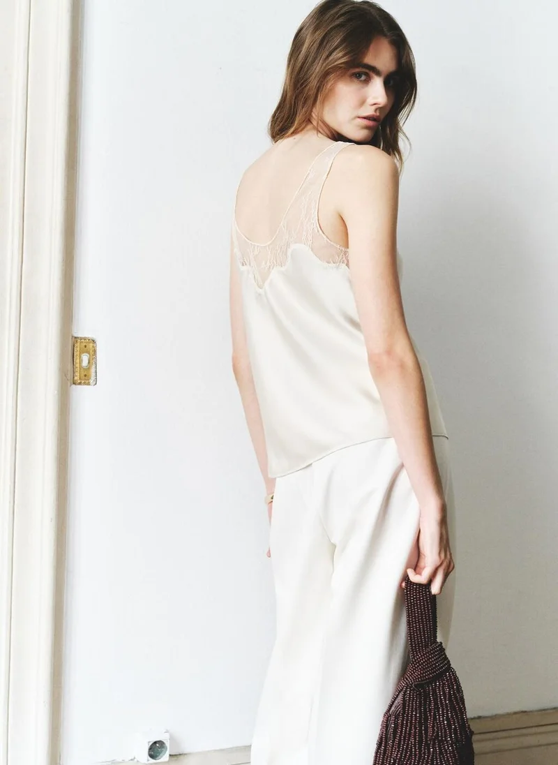 MANGO Satin lace top