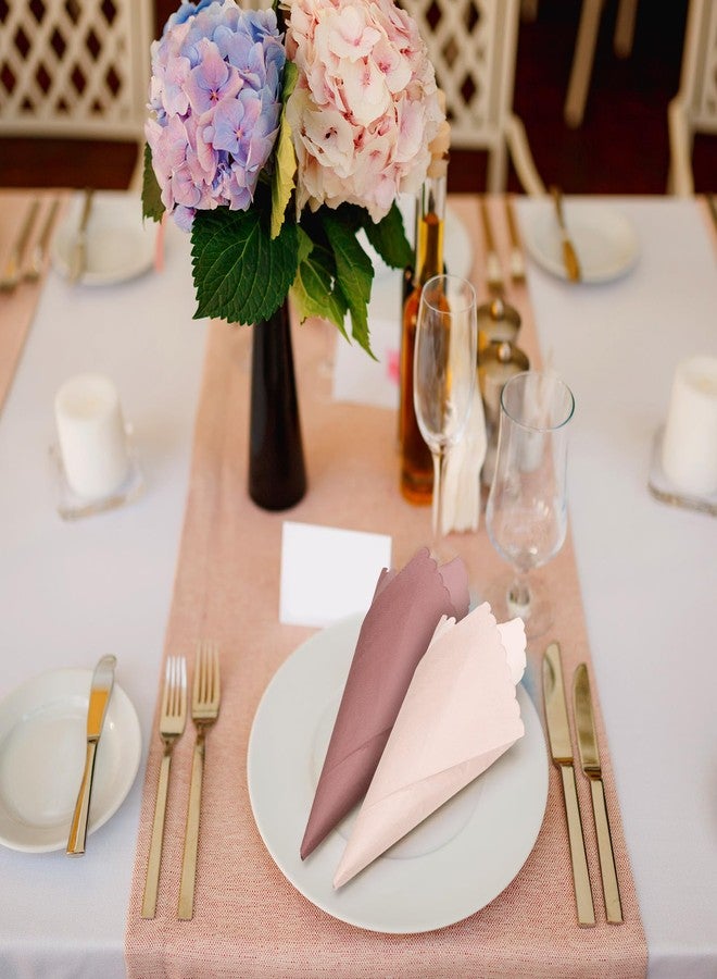 Zhanmai 100 Pack Cocktail Napkins 4.3 x 7.9 Inch Scalloped Napkins Beverage Gradient Color Paper with Scalloped Edges Thick Disposable Luncheon for Party Supplies (Dusty Pink) - Image 5