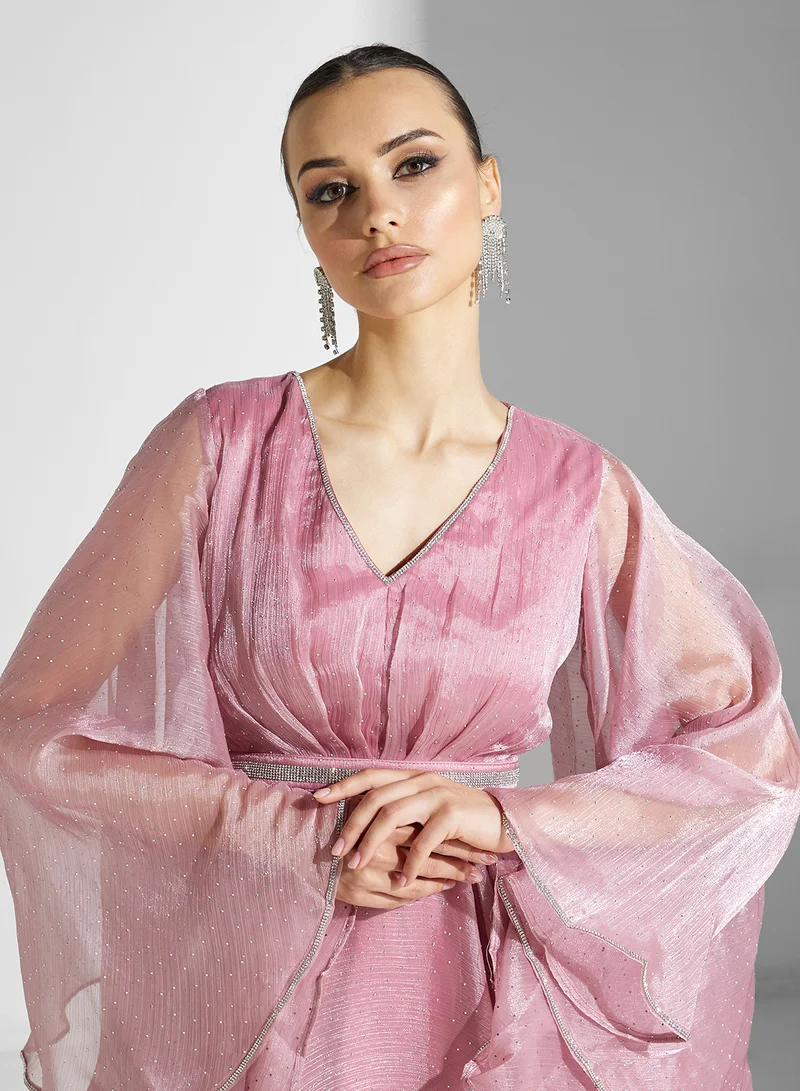 Golden Apple Flowy Chiffon Dress