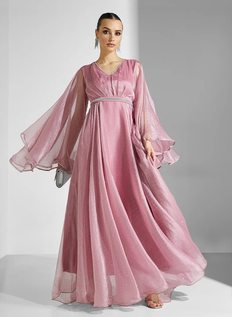 Golden Apple Flowy Chiffon Dress