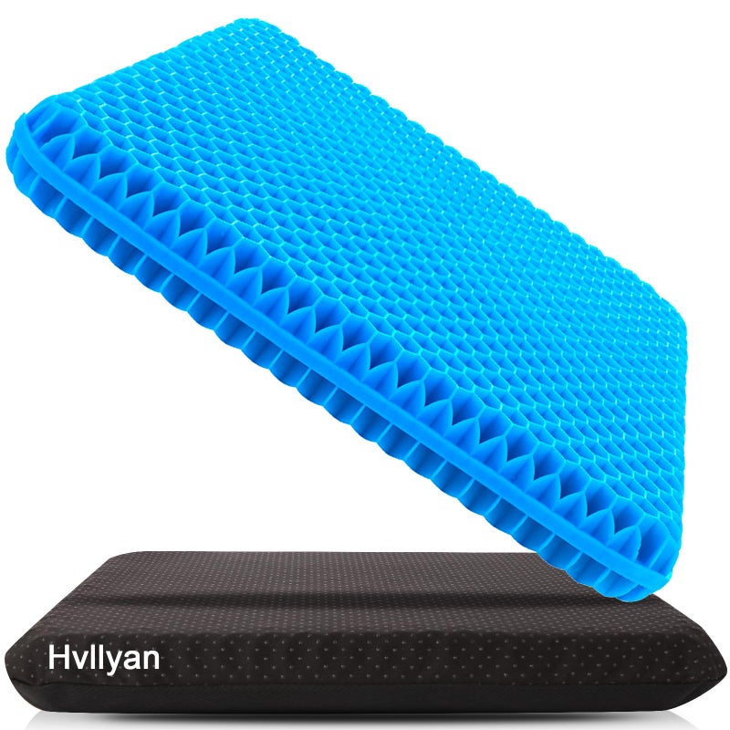 Hvllyan Gel Seat Cushion for Long Sitting Thick  Extra Large Gel Cushion for Wheelchair Soft Gel Chair Cushion Comfy Gel Car Seat Cushion Breathable Gel Seat Cushion for Office Chair for Hip Pain