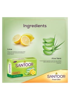 Santoor Santoor Aloe Fresh Soap Pack of 6 with Aloe Vera and Lime  - Image 3