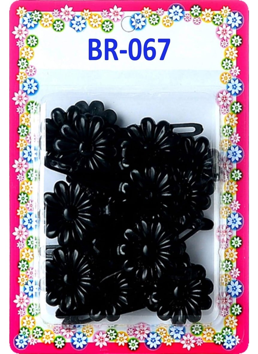 TARA Tara Girls Self Hinge Plastic Flower Hair Barrettes 18 Pieces Selection Black 