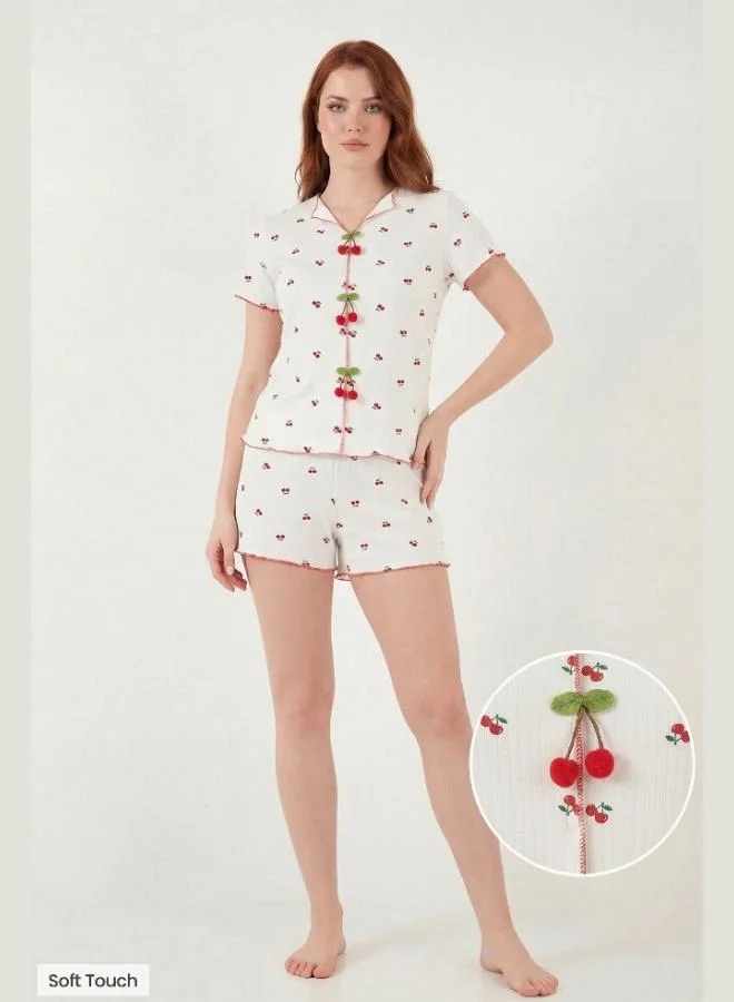 Lela Lela Regular Fit Patterned V-Neck Shorts Pajama Set Women's PAJAMA SET 65770837