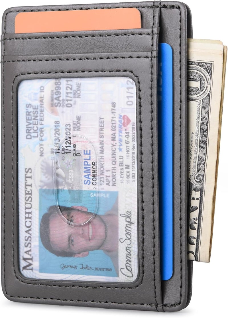 Buffway محفظة جلدية رفيعة وعصرية لحجب RFID للرجال والنساء - رمادي ألاسكا - Image 2